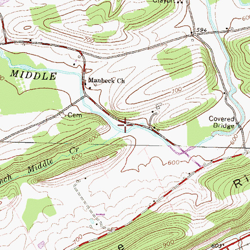 Topographic Map of South Branch Middle Creek, PA