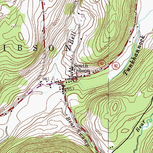 Topographic Map of South Gibson, PA