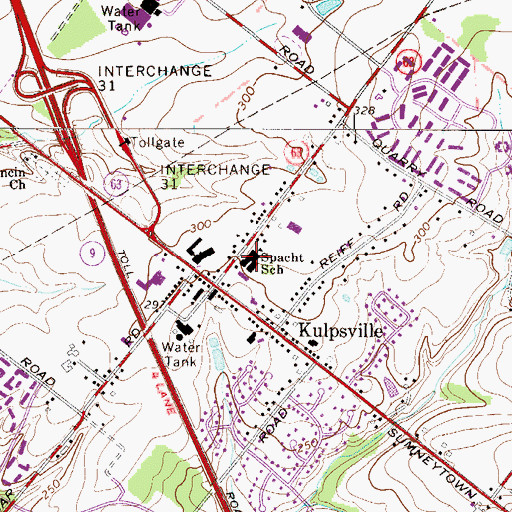 Topographic Map of Spacht School, PA