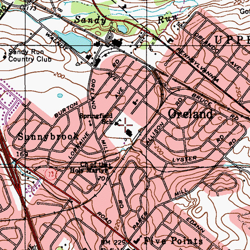 Topographic Map of Springfield School, PA