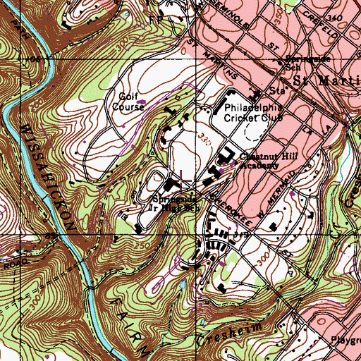 Topographic Map of Springside Junior High School, PA