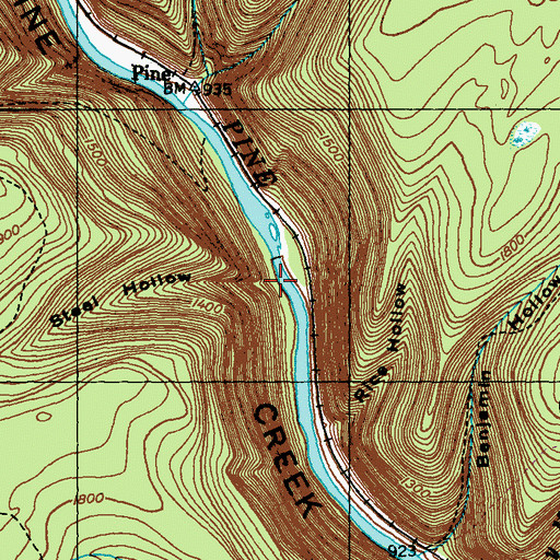 Topographic Map of Steel Hollow, PA