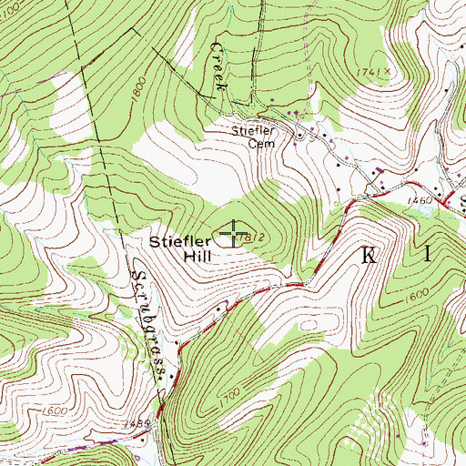 Topographic Map of Stiefler Hill, PA