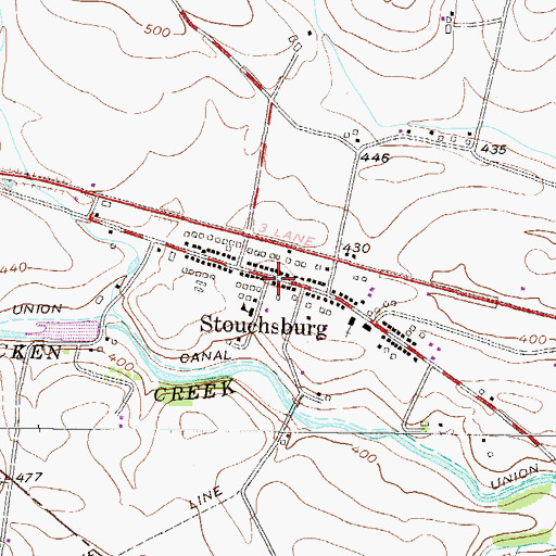 Topographic Map of Stouchsburg, PA
