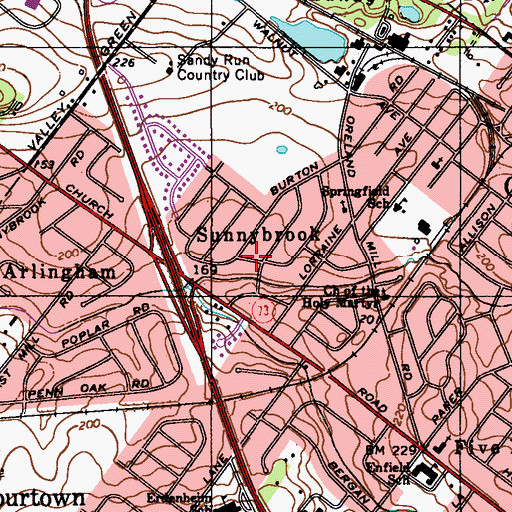 Topographic Map of Sunnybrook, PA