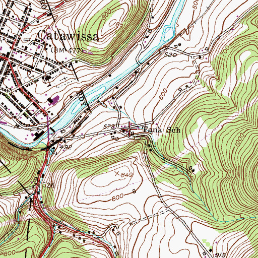 Topographic Map of Tank School, PA