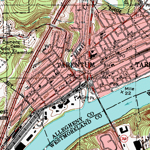 Topographic Map of Tarentum, PA