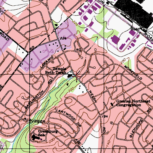 Topographic Map of Temple Beth-Torah, PA