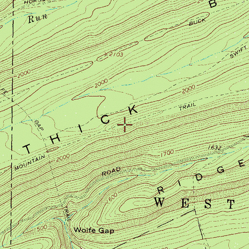 Topographic Map of Thick Mountain Trail, PA