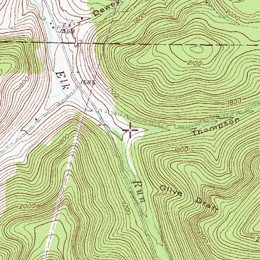 Topographic Map of Thompson Hollow, PA
