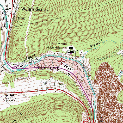Topographic Map of Uniontown, PA