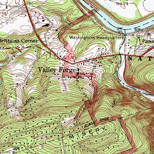 Topographic Map of Valley Forge, PA