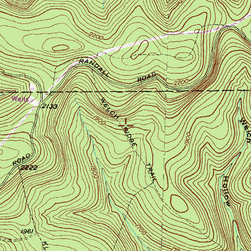 Topographic Map of Welch Ridge Trail, PA