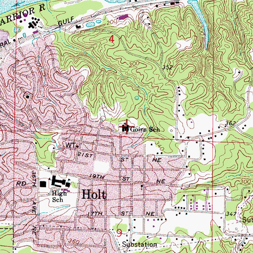 Topographic Map of Goins Elementary School, AL
