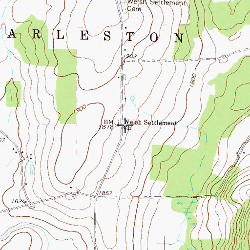 Topographic Map of Welsh Settlement Church, PA