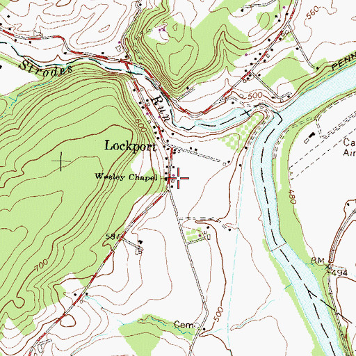 Topographic Map of Wesley Chapel, PA