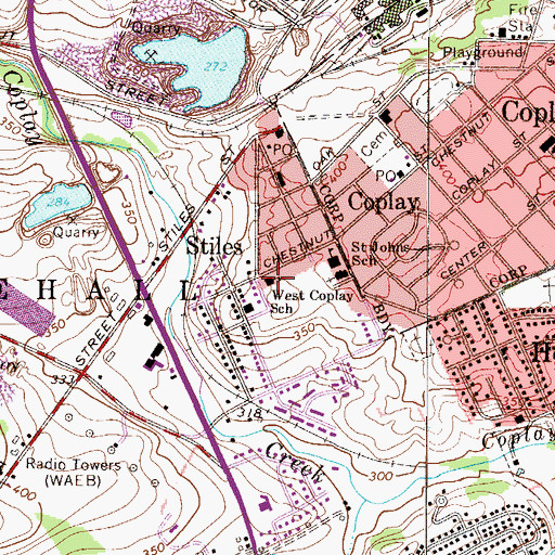 Topographic Map of West Coplay School, PA