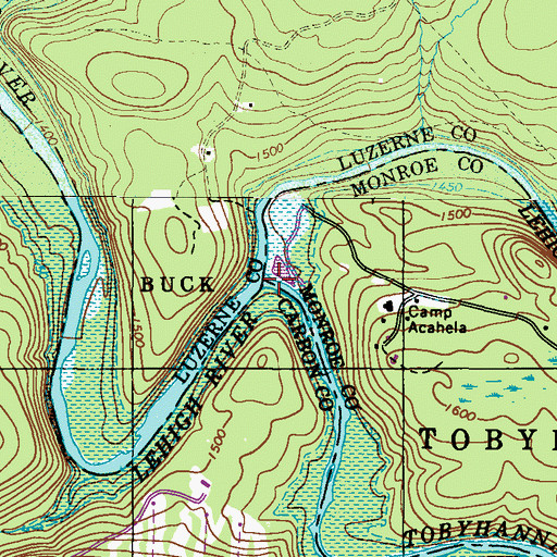 Topographic Map of Tobyhanna Creek, PA