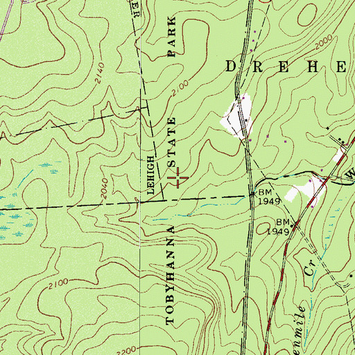 Topographic Map of Tobyhanna State Park, PA