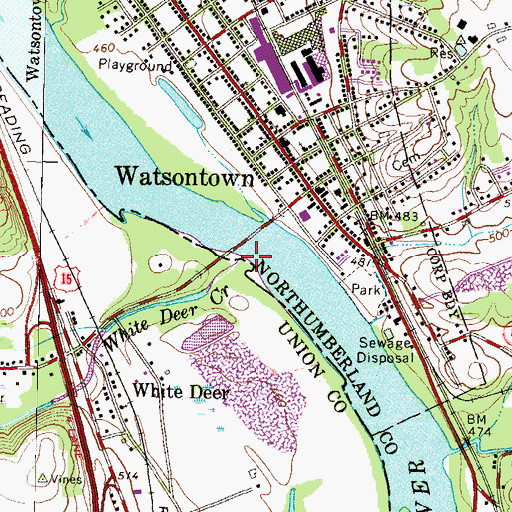 Topographic Map of White Deer Creek, PA