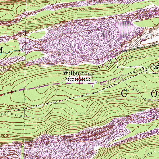 Topographic Map of Wilburton, PA