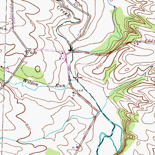 Topographic Map of Wilson Run, PA