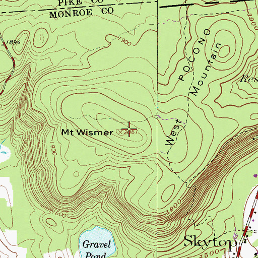 Topographic Map of Mount Wismer, PA
