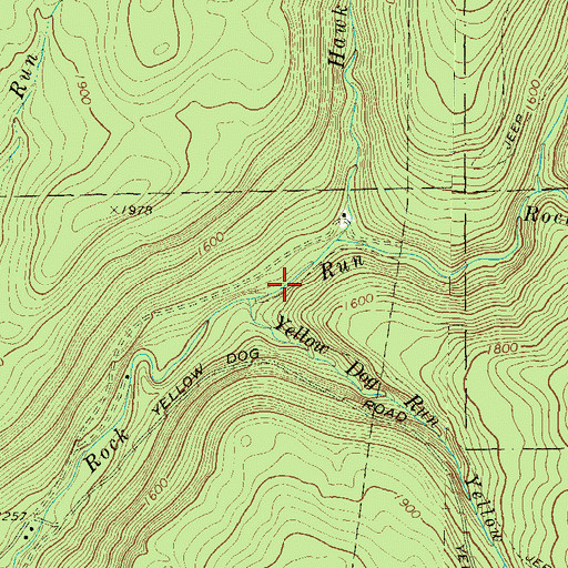 Topographic Map of Yellow Dog Run, PA