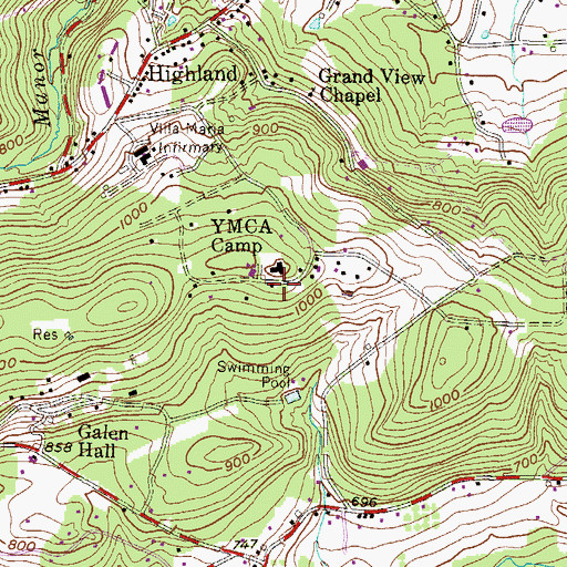 Topographic Map of YMCA Camp, PA