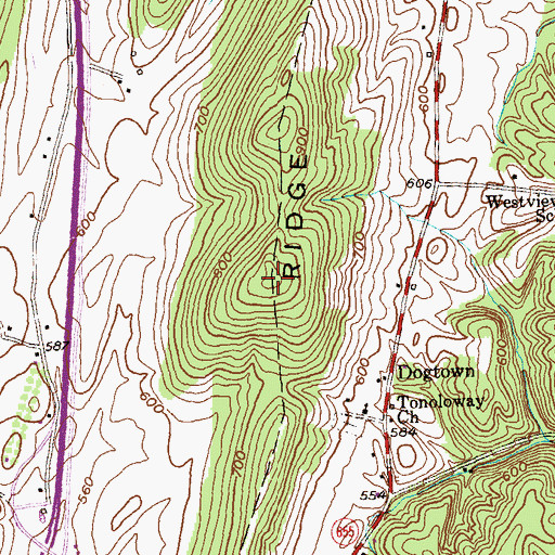 Topographic Map of Cove Ridge, PA