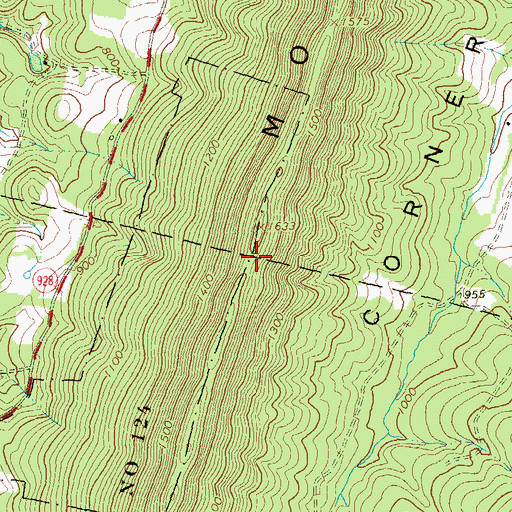 Topographic Map of Dickeys Mountain, PA