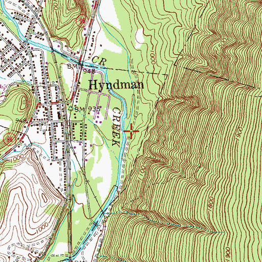 Topographic Map of Little Wills Creek, PA