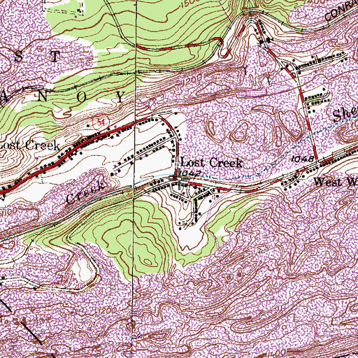 Topographic Map of Lost Creek, PA