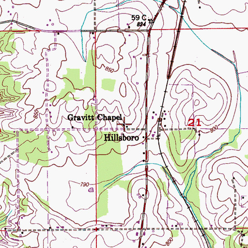 Topographic Map of Gravitt Chapel, AL
