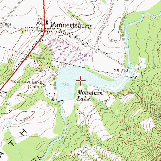 Topographic Map of Mountain Lake, PA
