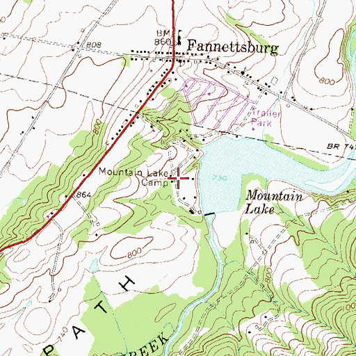 Topographic Map of Mountain Lake Camp, PA