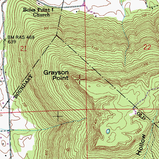 Topographic Map of Grayson Point, AL