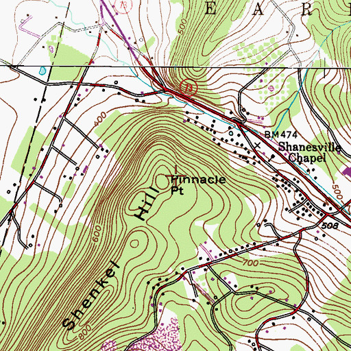 Topographic Map of Pinnacle Point, PA
