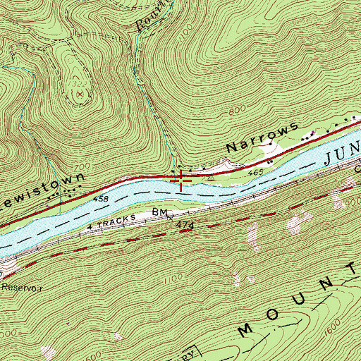 Topographic Map of Roaring Run, PA
