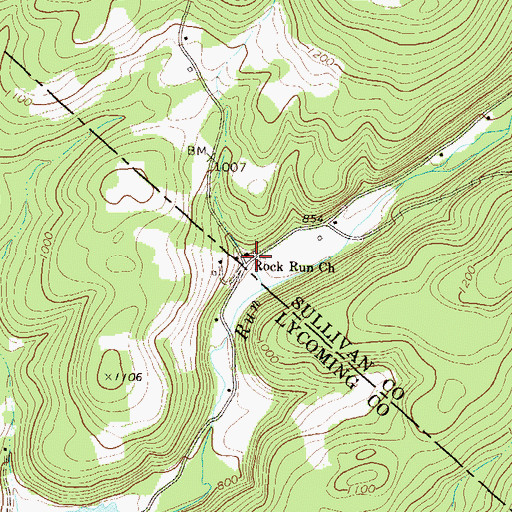Topographic Map of Rock Run Church, PA