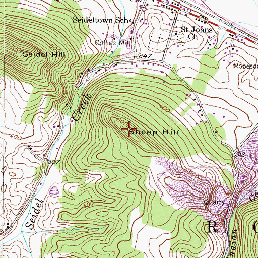 Topographic Map of Sheep Hill, PA