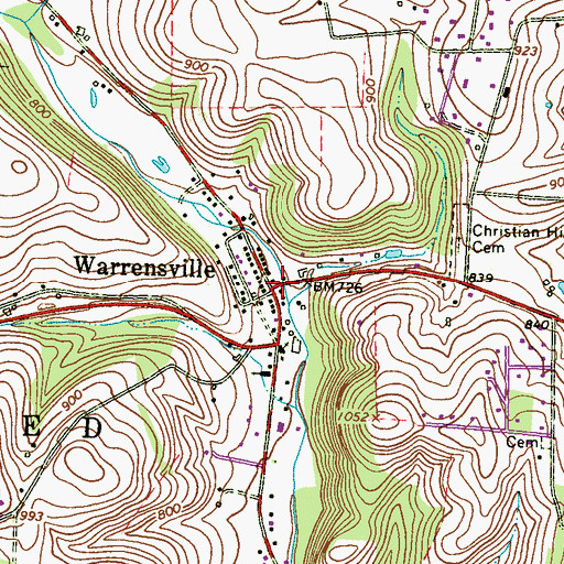 Topographic Map of Warrensville, PA