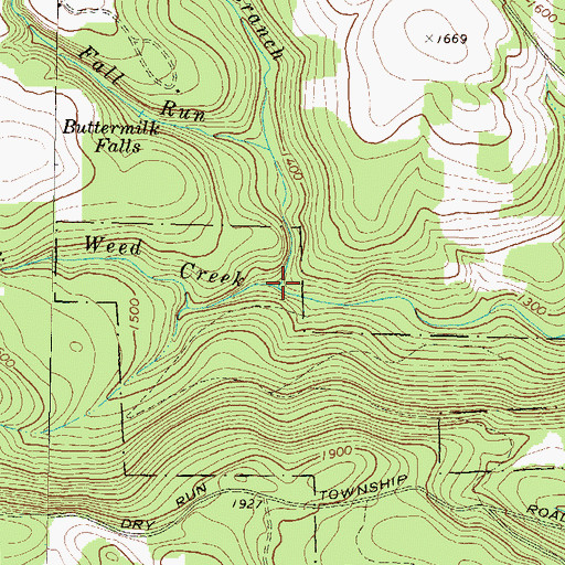 Topographic Map of Weed Creek, PA