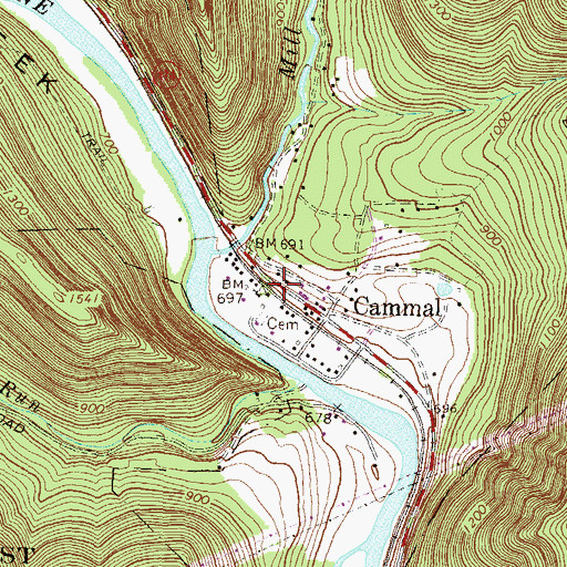 Topographic Map of Cammal, PA