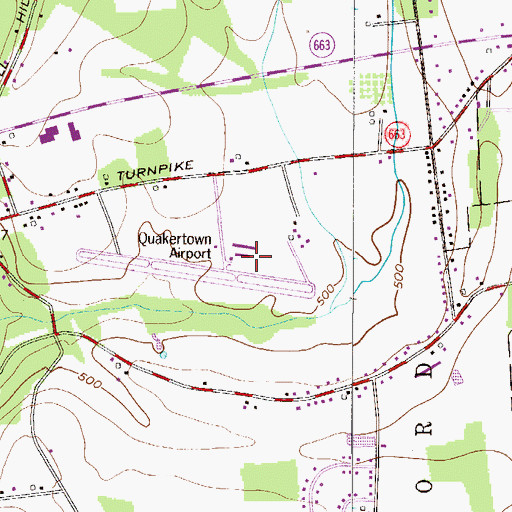 Topographic Map of Quakertown Airport, PA