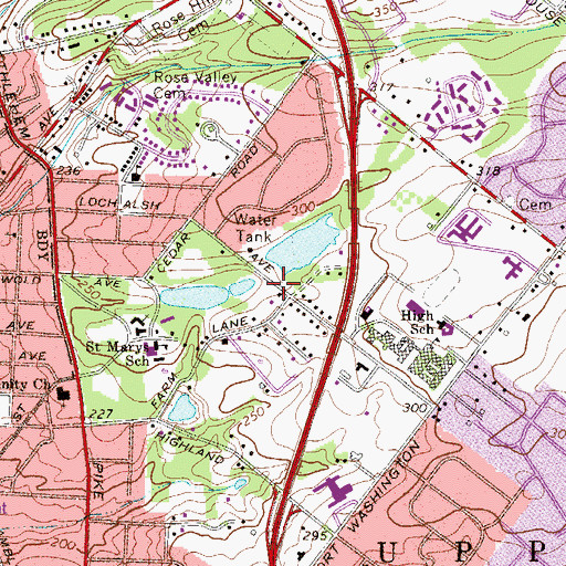 Topographic Map of Lock Alsh Reservoir, PA