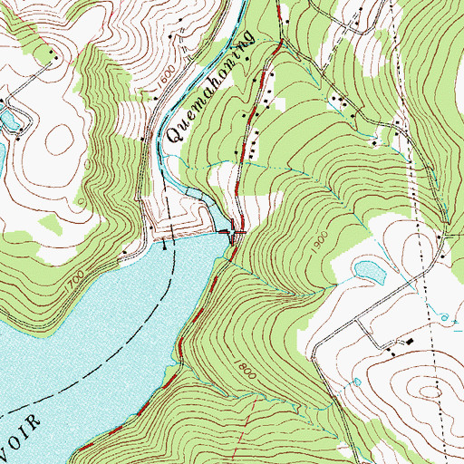 Topographic Map of Quemahoning Dam, PA