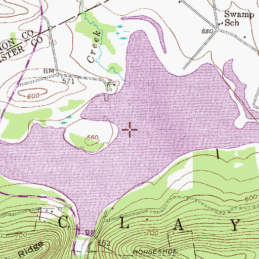 Topographic Map of Middle Creek Reservoir, PA