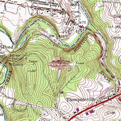 Topographic Map of Laural Run Reservoir Dam, PA