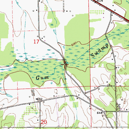Topographic Map of Gum Swamp, AL